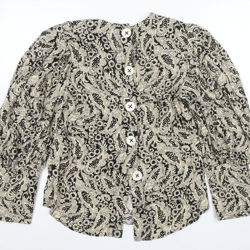 Zara Women's Black Floral Blouse XS Puff Sleeve