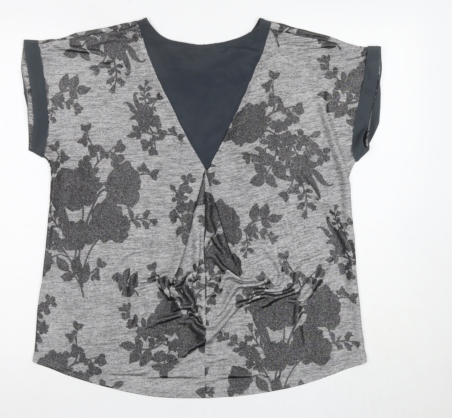 Oasis Women’s Grey Floral T-Shirt M Casual Short Sleeve
