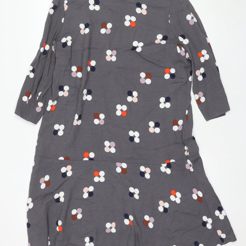 White Stuff Women's Grey Floral A-Line Dress, Size 14