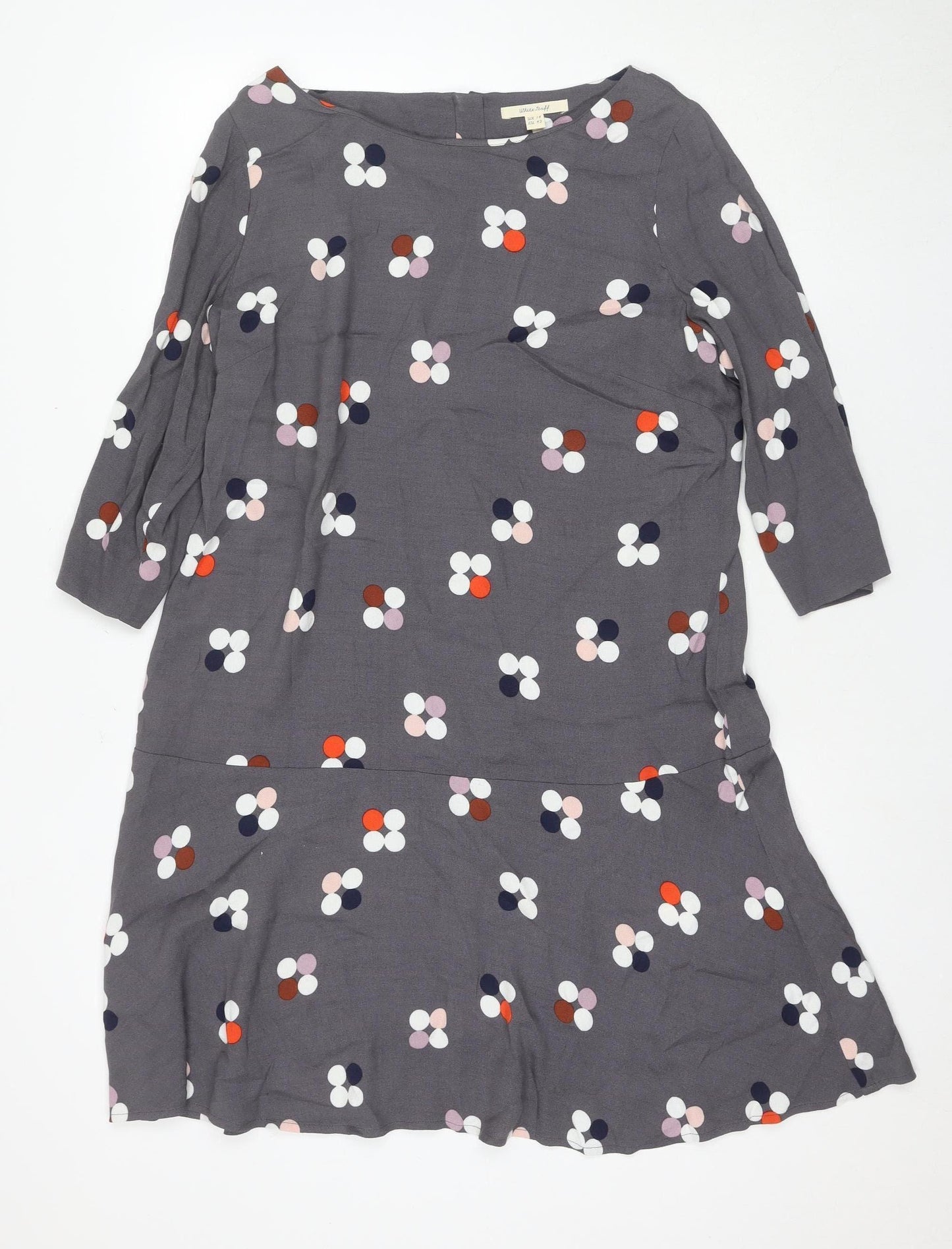 White Stuff Women's Grey Floral A-Line Dress, Size 14