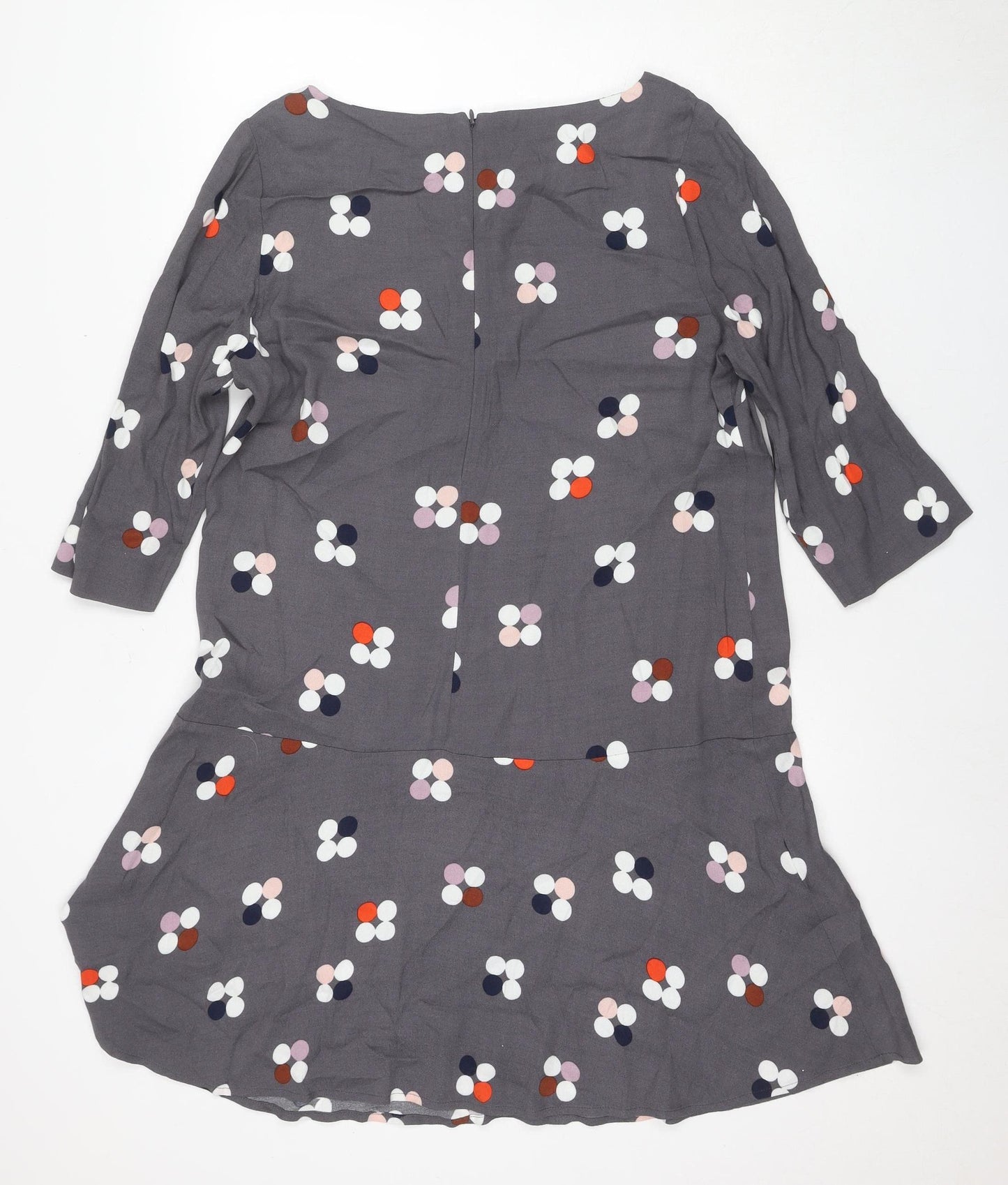 White Stuff Women's Grey Floral A-Line Dress, Size 14