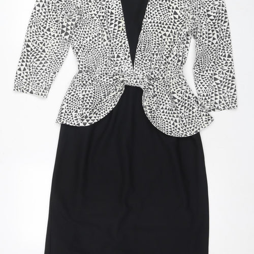 Eurofashion Women's Black White Geometric Sheath Dress Size 10