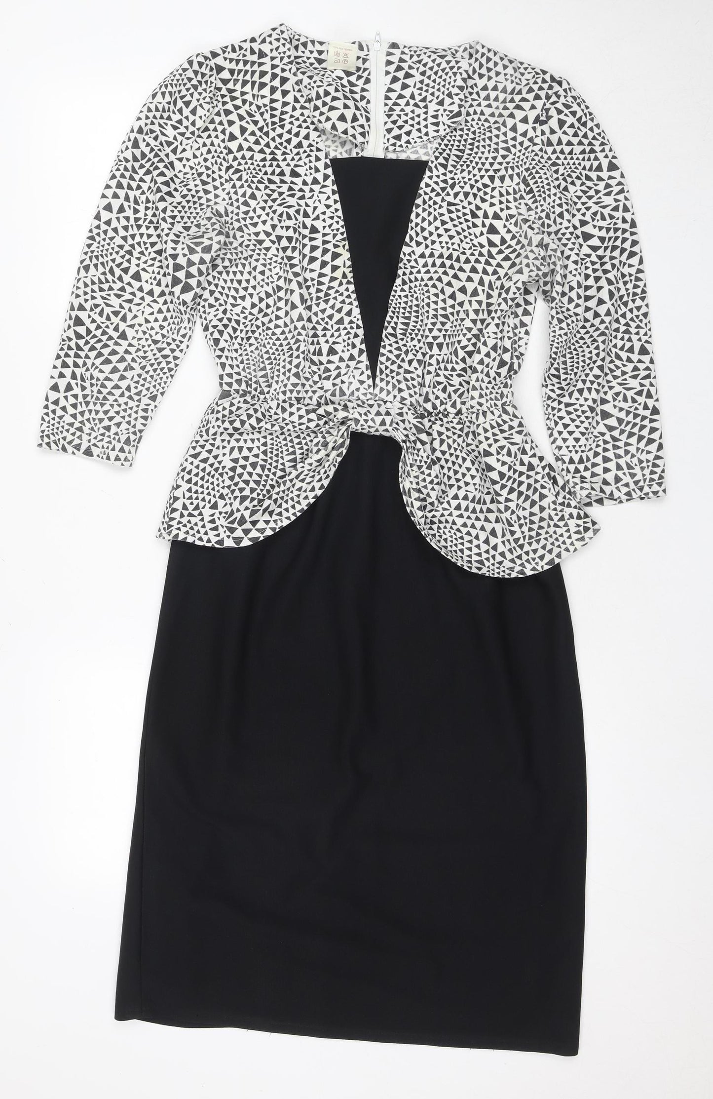 Eurofashion Women's Black White Geometric Sheath Dress Size 10