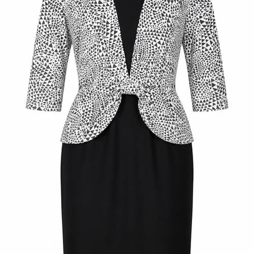 Eurofashion Women's Black White Geometric Sheath Dress Size 10