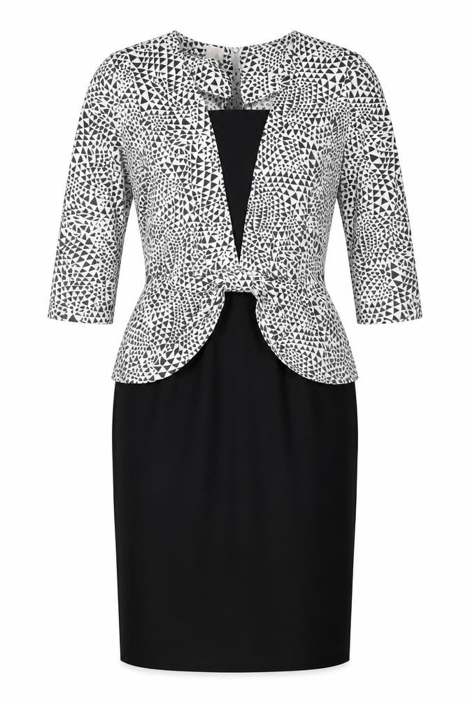 Eurofashion Women's Black White Geometric Sheath Dress Size 10