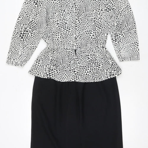 Eurofashion Women's Black White Geometric Sheath Dress Size 10