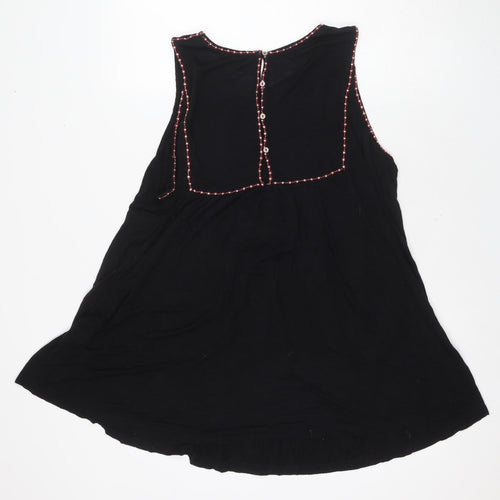 Monsoon Women's Black Tunic Blouse, Size 20, Embroidered