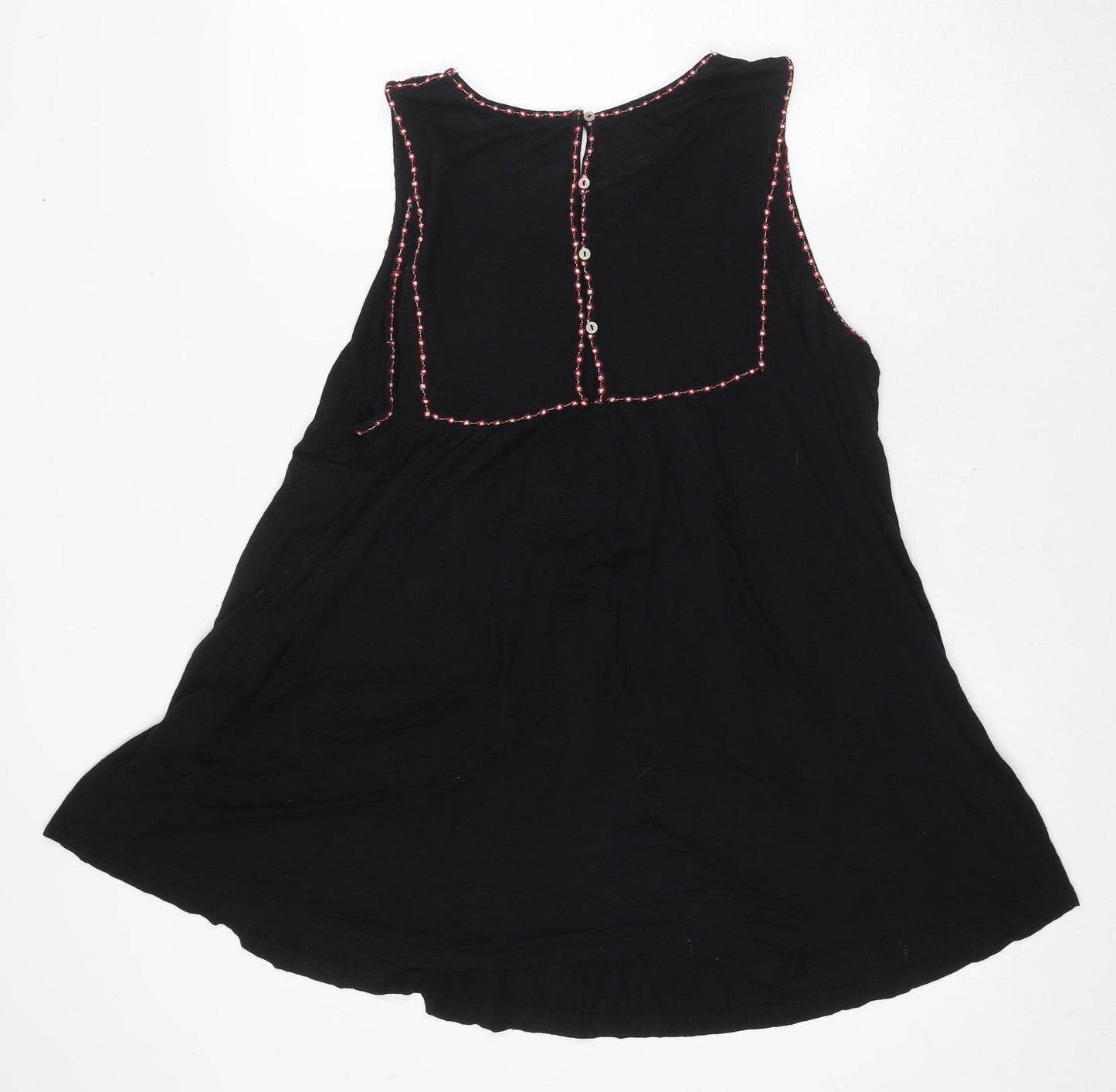 Monsoon Women's Black Tunic Blouse, Size 20, Embroidered