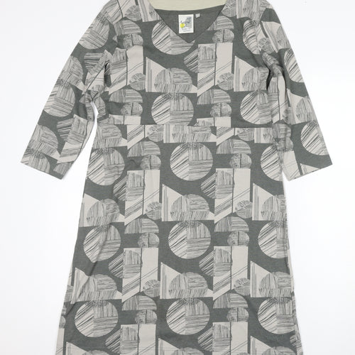 Weird Fish Women’s Grey Geometric Shift Dress Size 12