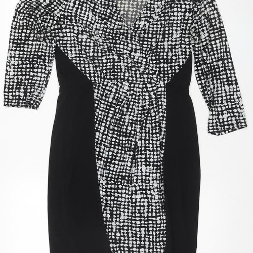 Oasis Women's Black Bodycon Dress, M, Geometric Party