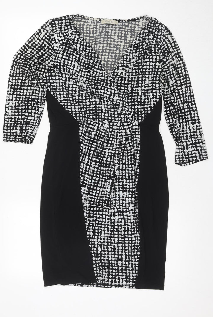 Oasis Women's Black Bodycon Dress, M, Geometric Party