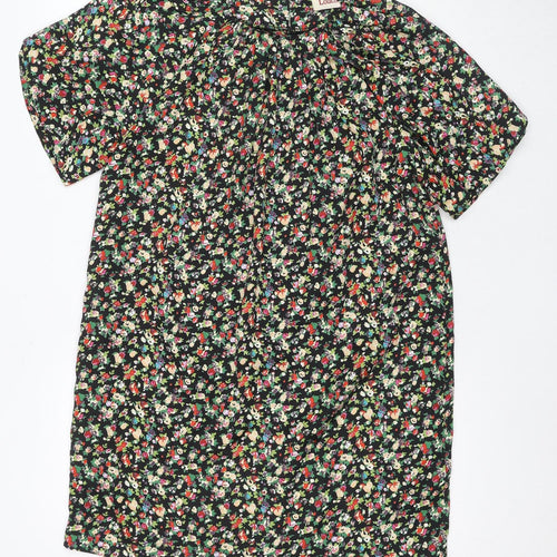 Lounge Women's Black Floral Blouse Short Sleeve Size 8