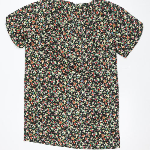Lounge Women's Black Floral Blouse Short Sleeve Size 8