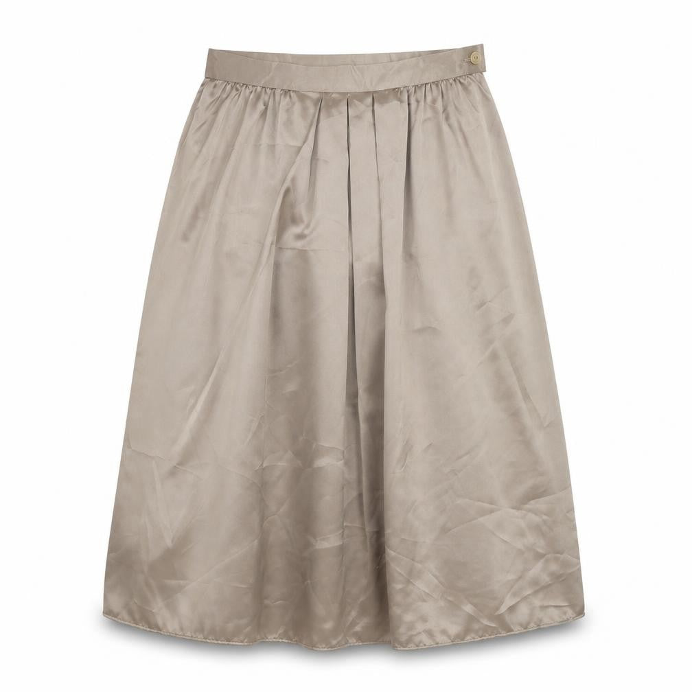 Front view of St Michael Beige Women's Skirt, size 12, Knee Length