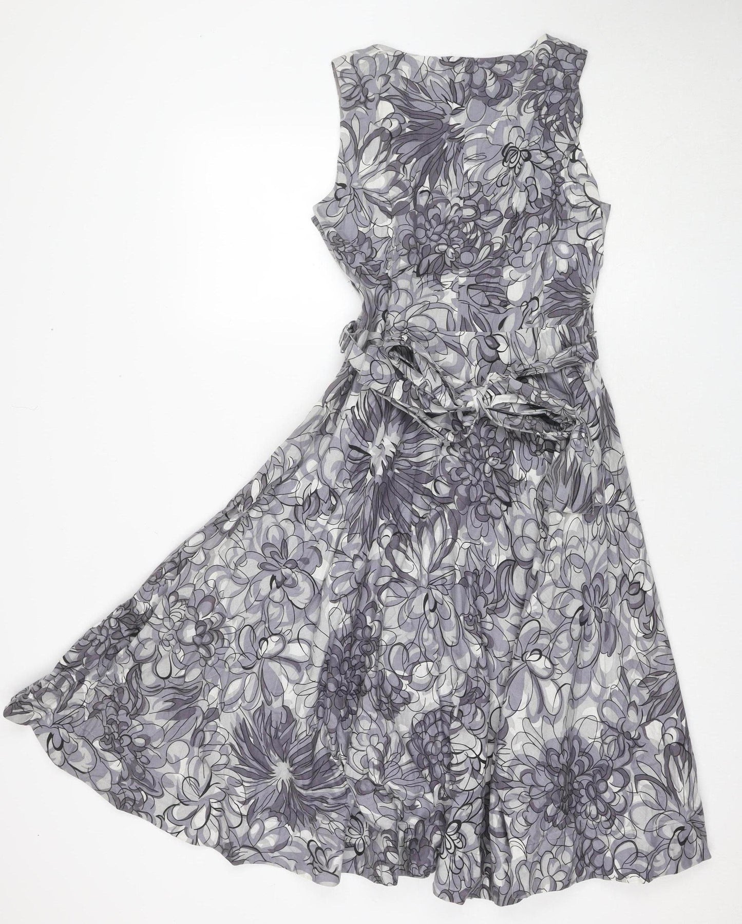 First Light Women's Grey Floral V-Neck Dress Size 12