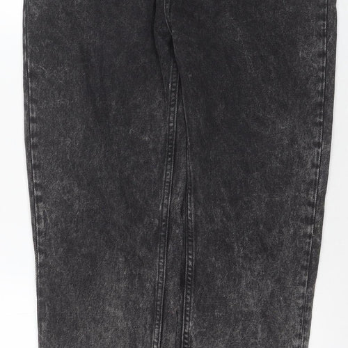 Zara Women's Black Acid Wash Straight Jeans, Size 12