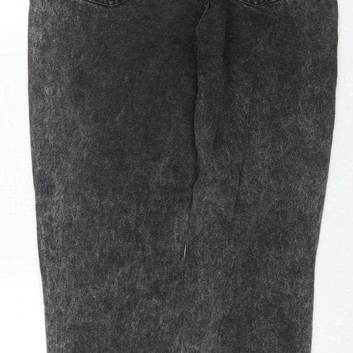 Zara Women's Black Acid Wash Straight Jeans, Size 12