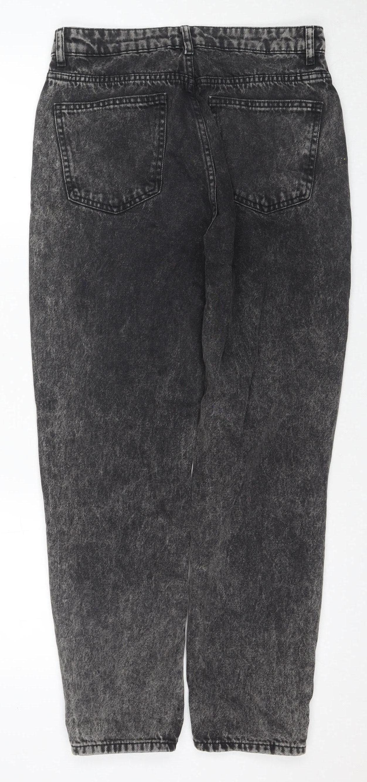 Zara Women's Black Acid Wash Straight Jeans, Size 12