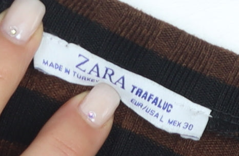Zara Women's Striped Knit Dress, Brown & Black, Size L