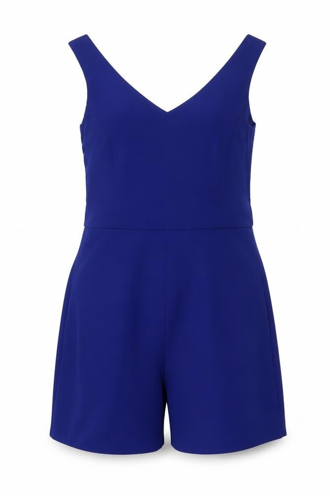 Front view of Zara Women's Blue Sleeveless Jumpsuit, size 12