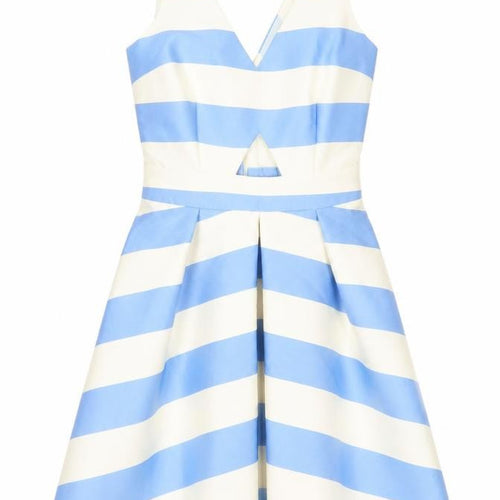 Topshop Women's Blue Striped Fit & Flare Dress