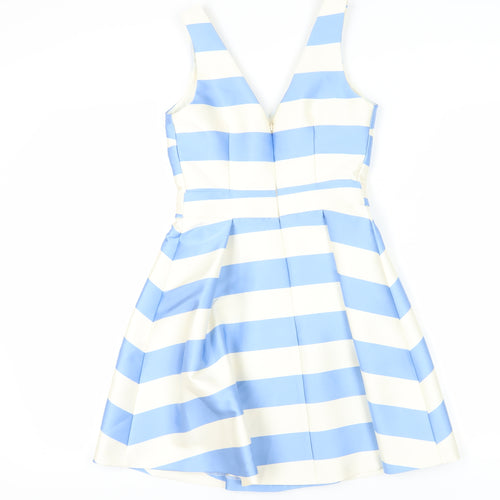 Topshop Women's Blue Striped Fit & Flare Dress