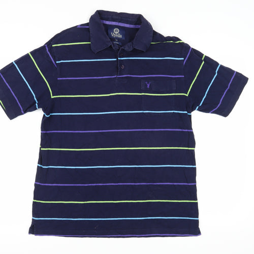 Viyella Men's XL Blue Striped Polo Shirt