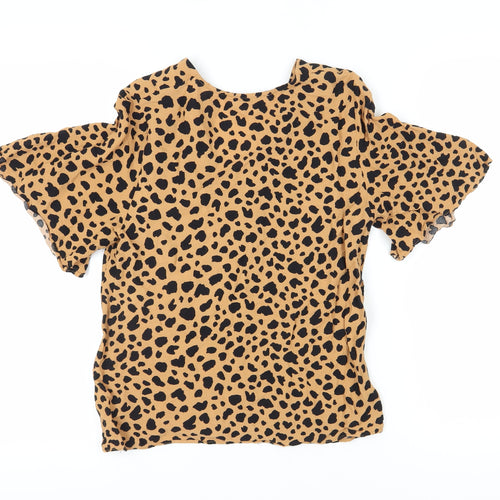 Warehouse Women's Brown Animal Print Wrap Blouse Size 12