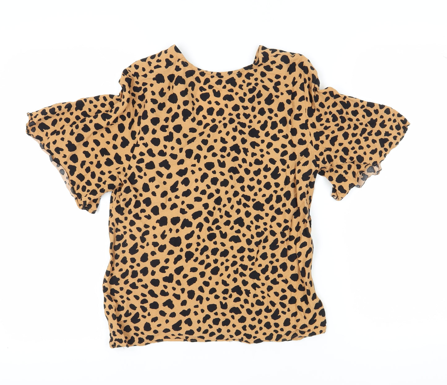 Warehouse Women's Brown Animal Print Wrap Blouse Size 12