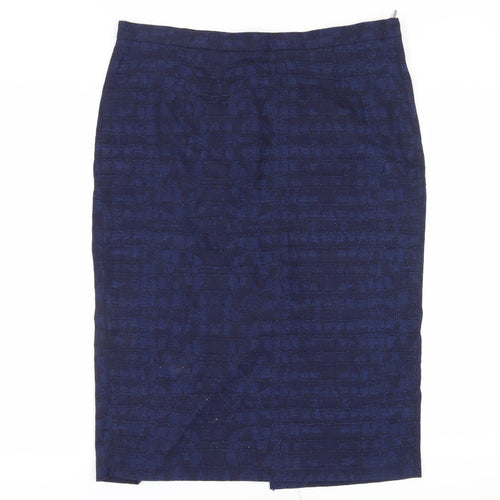 Marks and Spencer Women's Blue Check Pencil Skirt Size 16