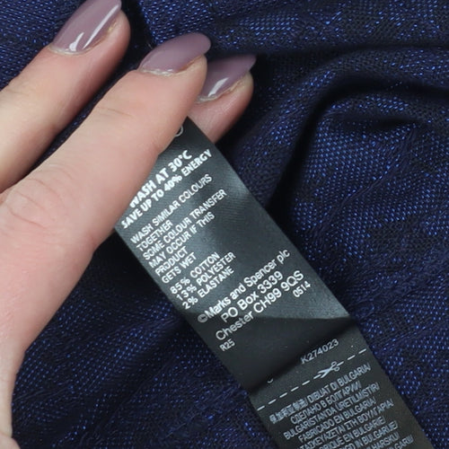 Marks and Spencer Women's Blue Check Pencil Skirt Size 16