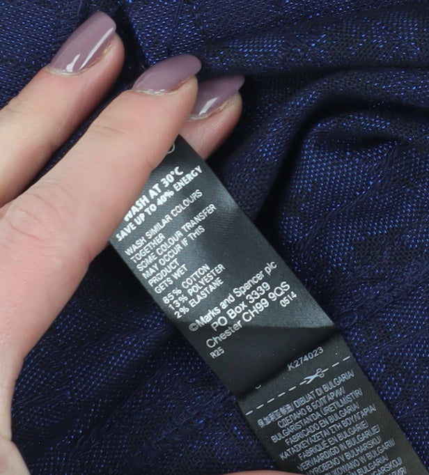Marks and Spencer Women's Blue Check Pencil Skirt Size 16