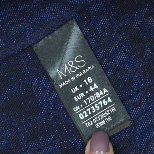 Marks and Spencer Women's Blue Check Pencil Skirt Size 16