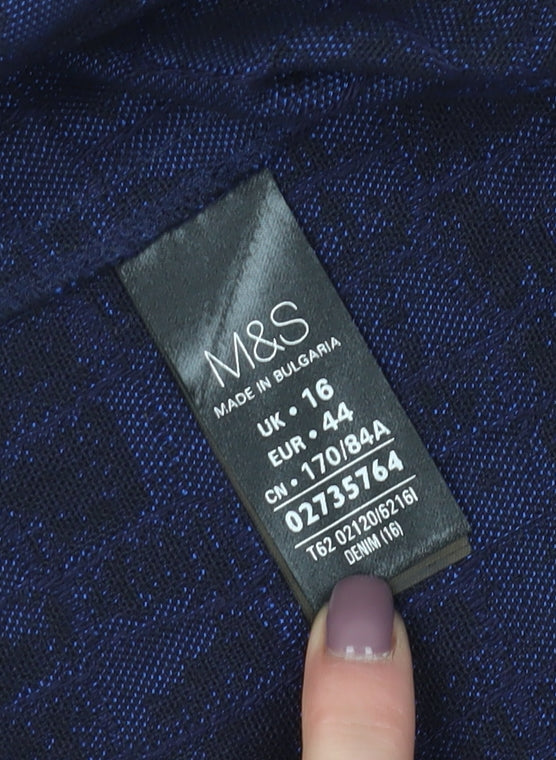 Marks and Spencer Women's Blue Check Pencil Skirt Size 16