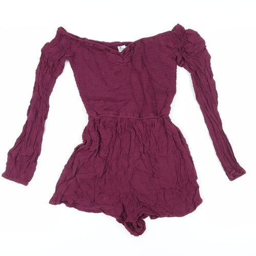 Hollister Women's Purple Playsuit S V-Neck Long Sleeve Casual