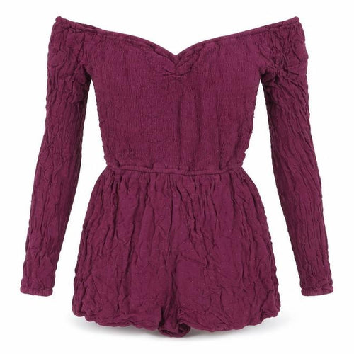 Hollister Women's Purple Playsuit S V-Neck Long Sleeve Casual