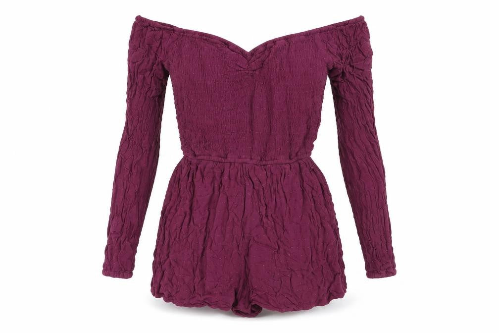 Hollister Women's Purple Playsuit S V-Neck Long Sleeve Casual