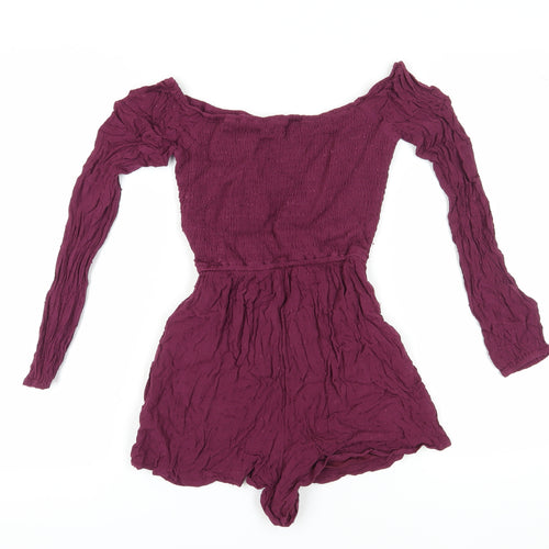 Hollister Women's Purple Playsuit S V-Neck Long Sleeve Casual