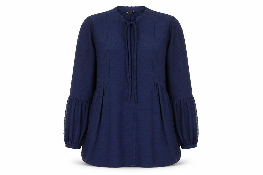 Front view of Whistles Women's Blue Tunic Blouse, size 8