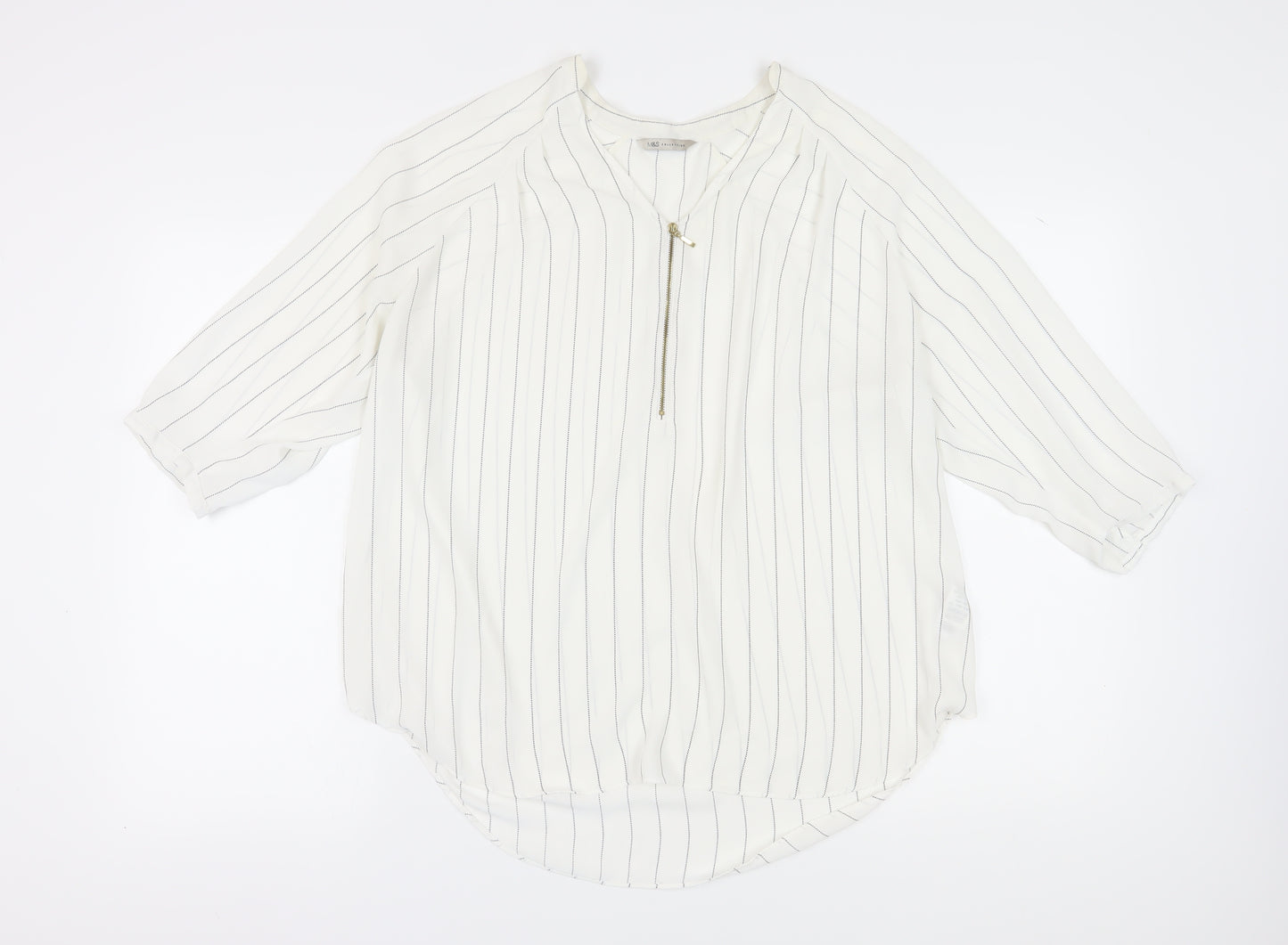Marks and Spencer Women Ivory Striped Basic Blouse