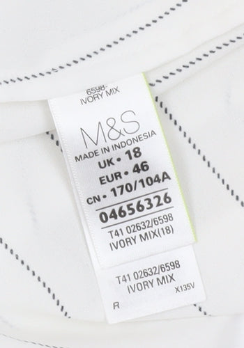 Marks and Spencer Women Ivory Striped Basic Blouse