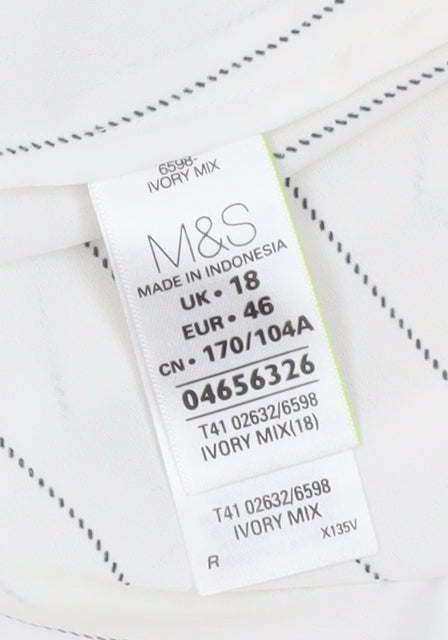Marks and Spencer Women Ivory Striped Basic Blouse