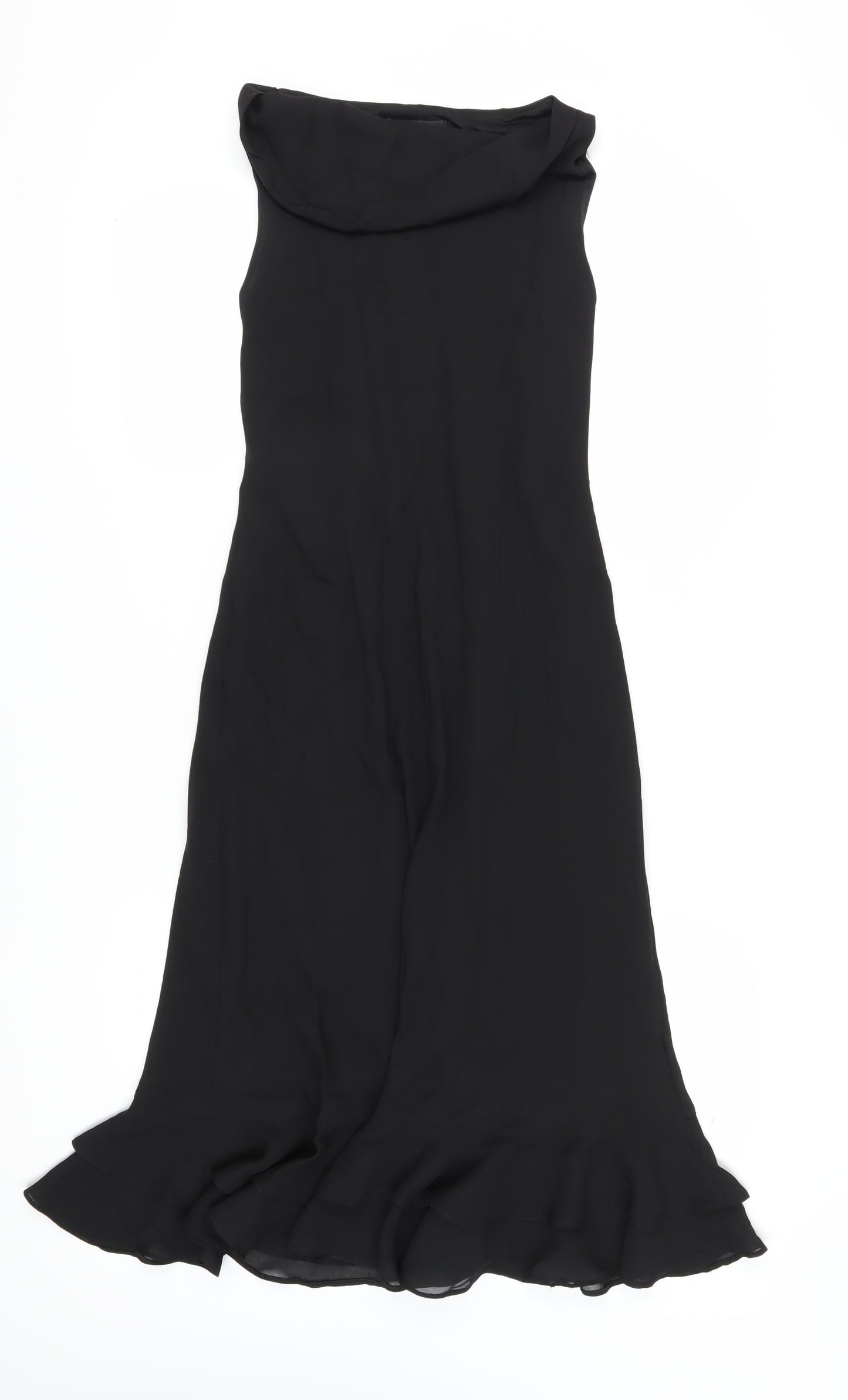 BHS Women's Black Midi Sheath Dress Size 12 Chiffon