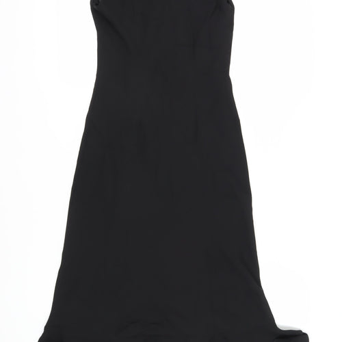 BHS Women's Black Midi Sheath Dress Size 12 Chiffon