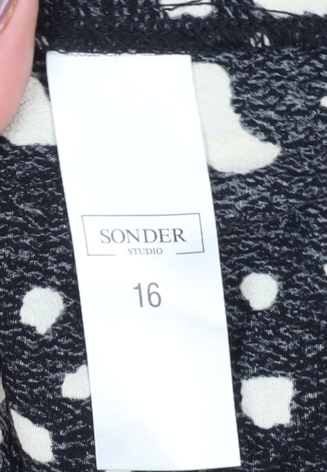 Sonder Studio Women’s Black Animal Print Blouse, Size 16