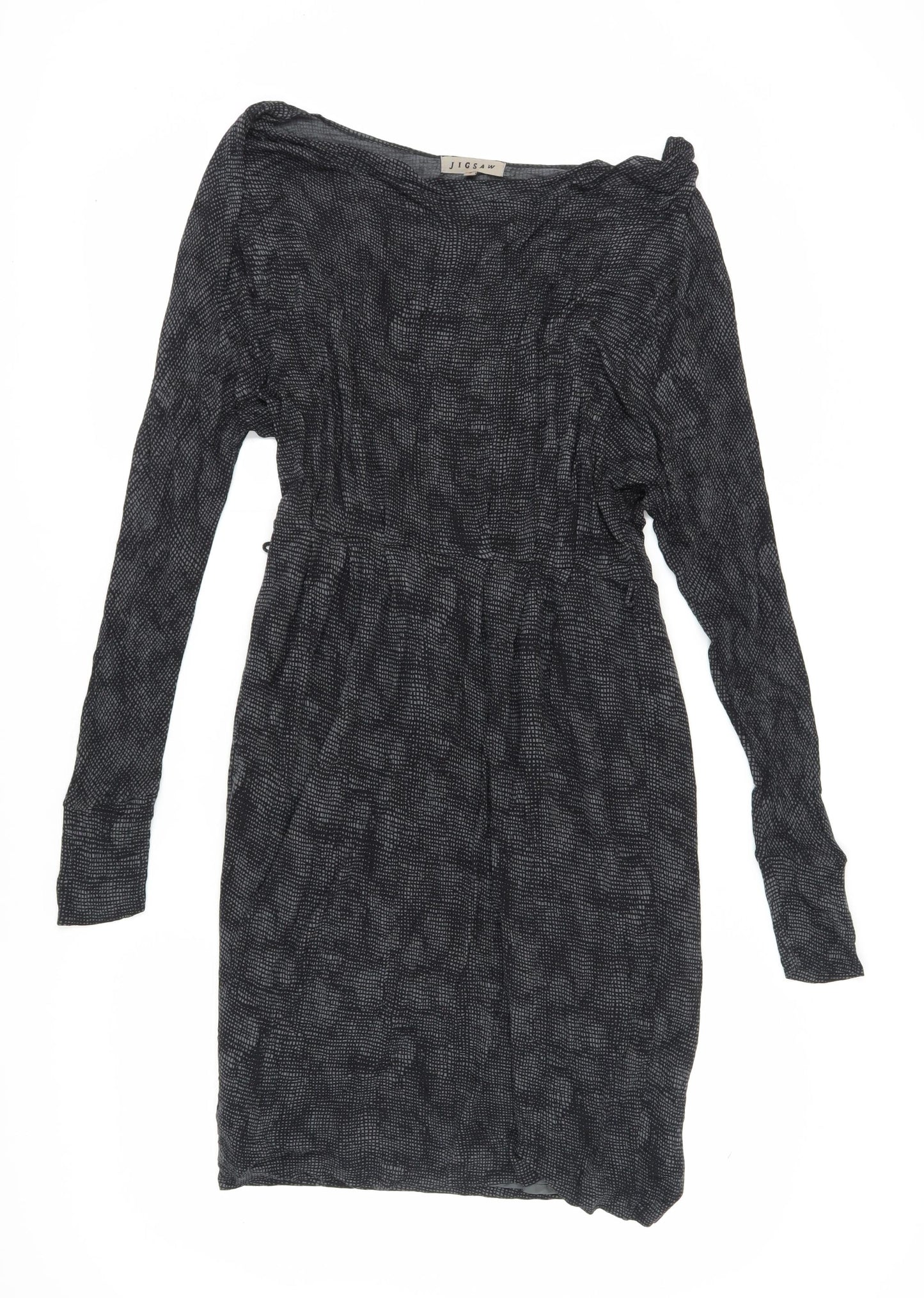 Jigsaw Women's Black S Geometric Long Sleeve Dress