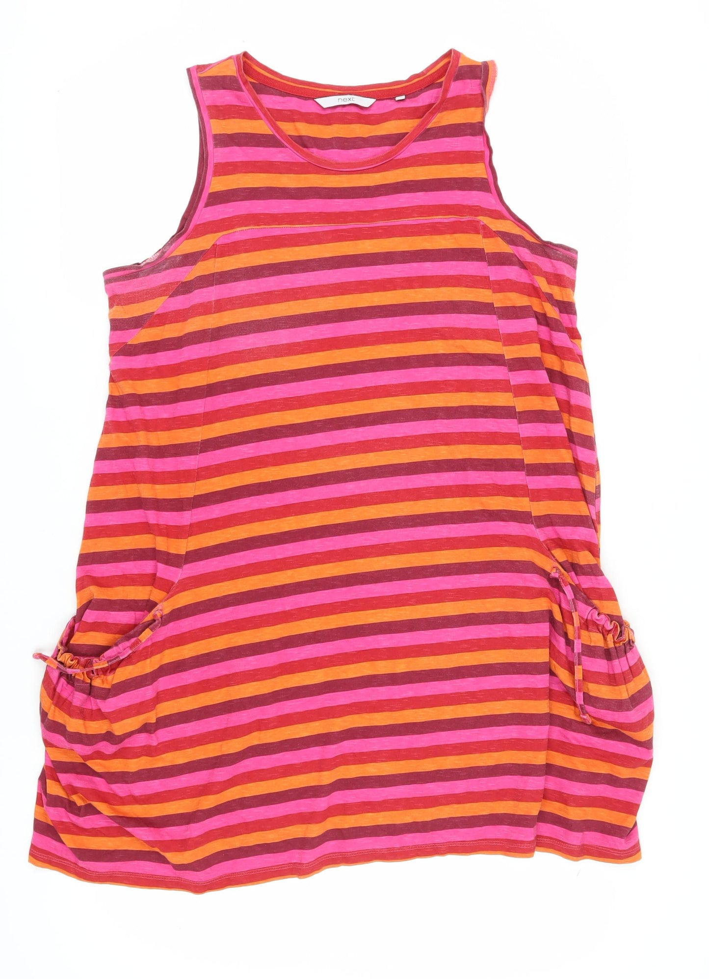 Next Women's Striped Cotton Sleeveless Dress Size 18