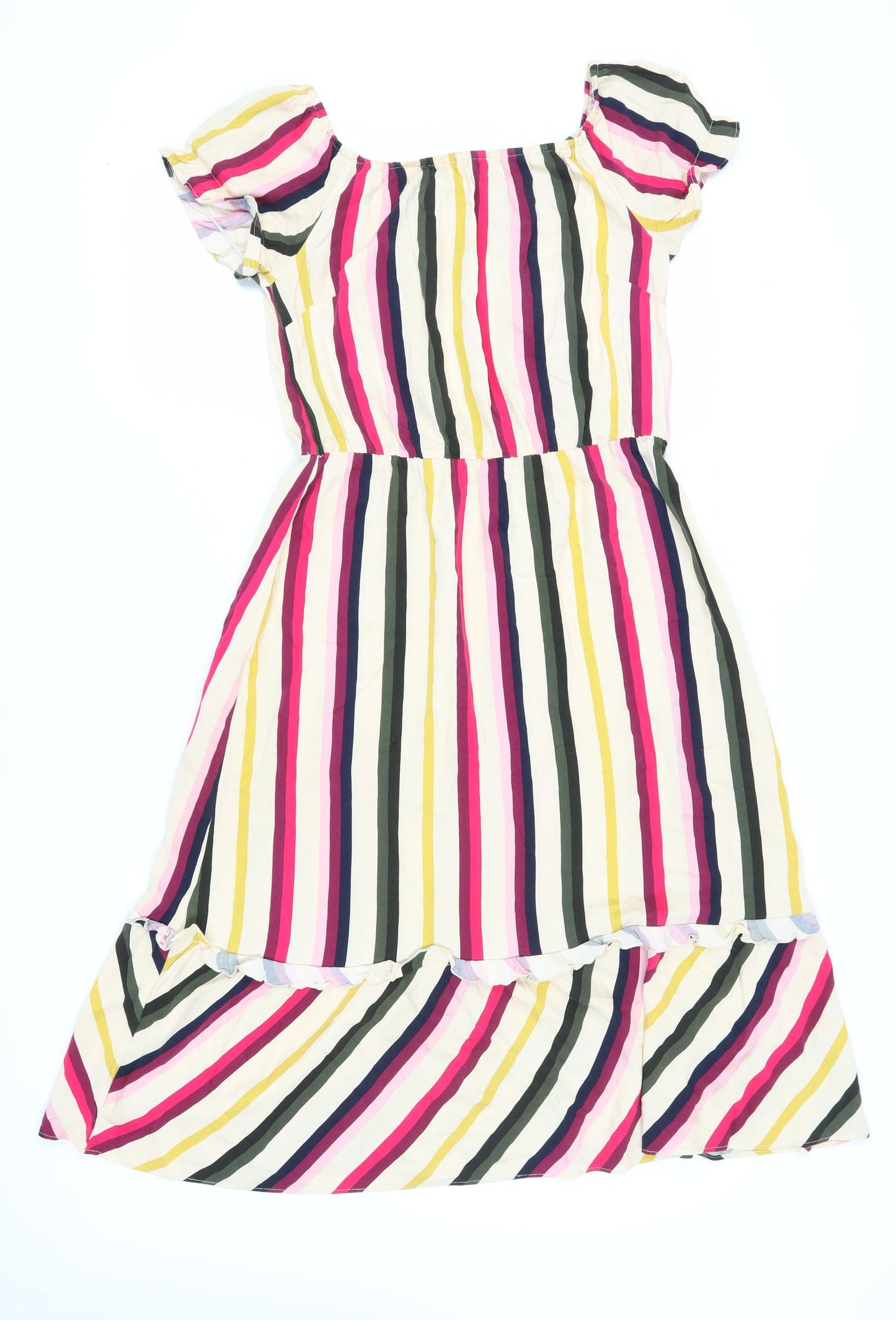 Oasis Women's Multicoloured Striped A-Line Dress Size 10