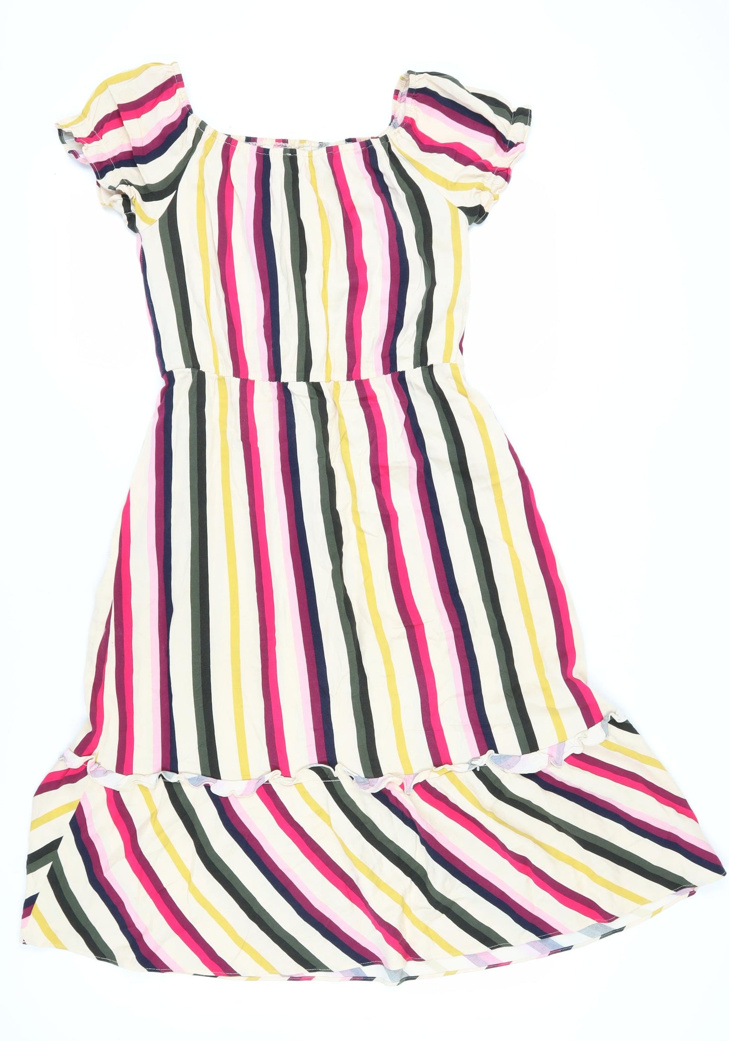 Oasis Women's Multicoloured Striped A-Line Dress Size 10