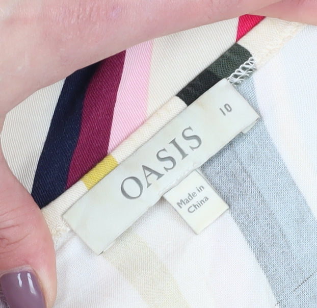 Oasis Women's Multicoloured Striped A-Line Dress Size 10